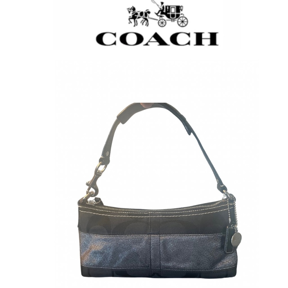 Coach Signature Silver Stripe Hobo Shoulder Bag